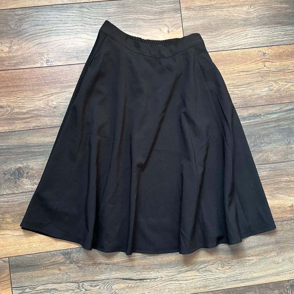 Black Fit and Flare Long Skirt